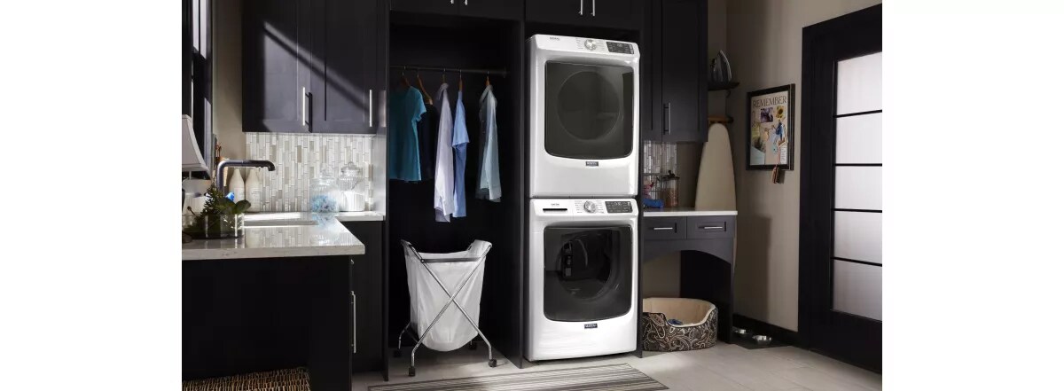 Stackable washer on sale dryer depth